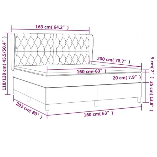 Kontinentalseng med madras 160x200 cm - stof, cremefarvet