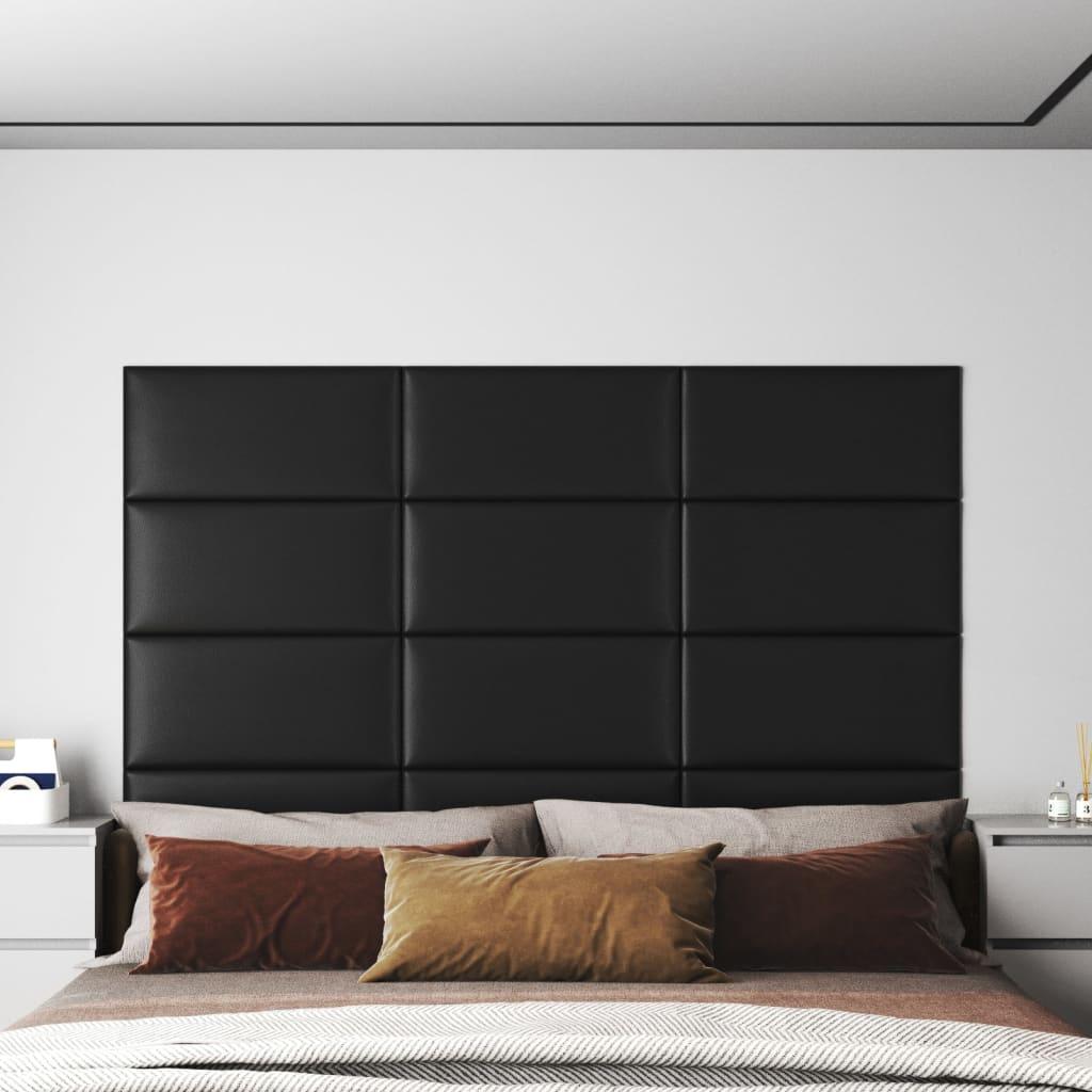 Vægpaneler 12 stk. 60x30 cm 2,16 m² kunstlæder sort