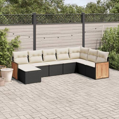 Sofasæt til haven 8 dele med hynder polyrattan sort
