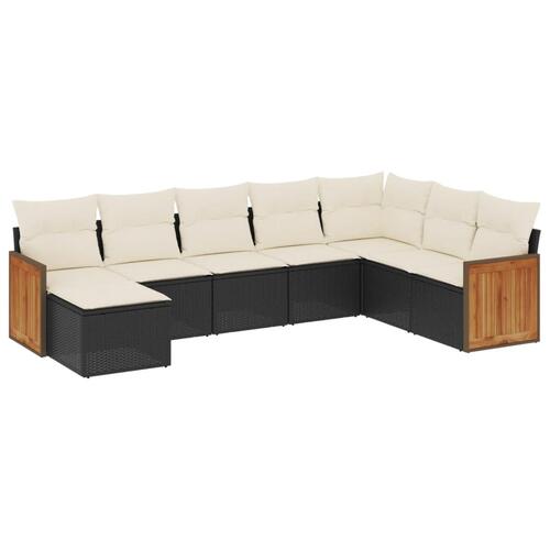 Sofasæt til haven 8 dele med hynder polyrattan sort