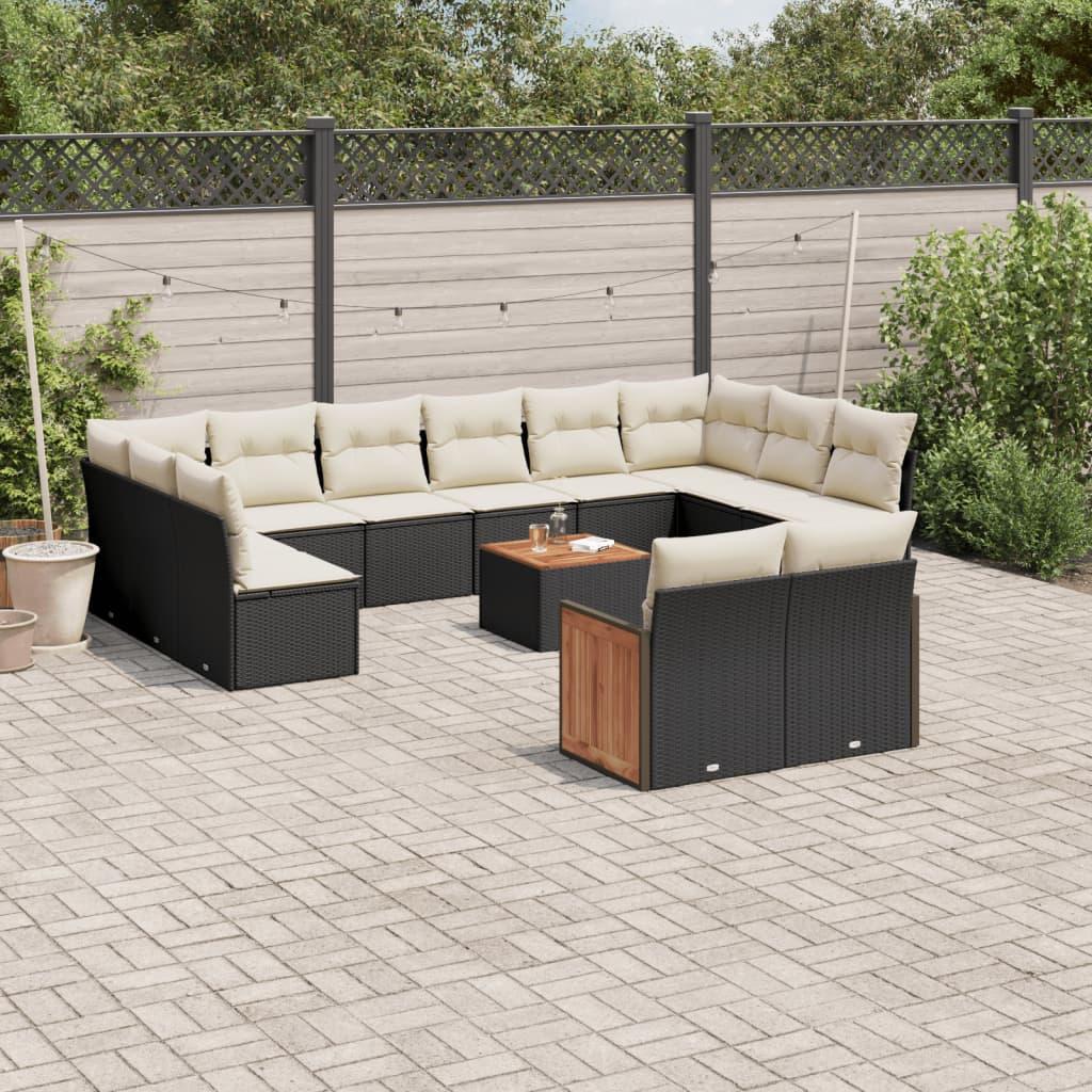 Sofasæt til haven 13 dele med hynder polyrattan sort