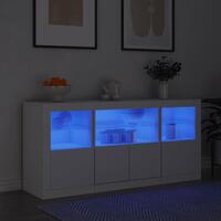 Skænk med LED-lys 142,5x37x67 cm hvid