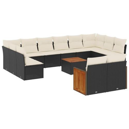 Sofasæt til haven 13 dele med hynder polyrattan sort