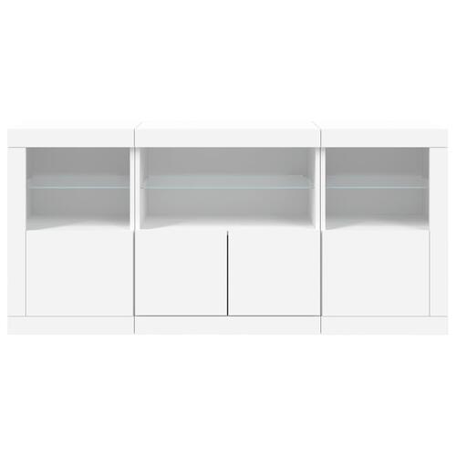 Skænk med LED-lys 142,5x37x67 cm hvid