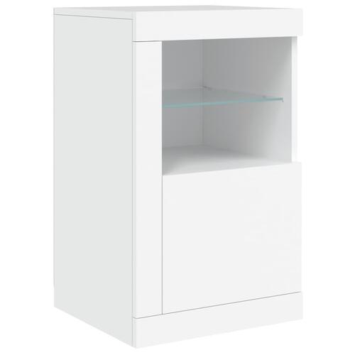 Skænk med LED-lys 142,5x37x67 cm hvid