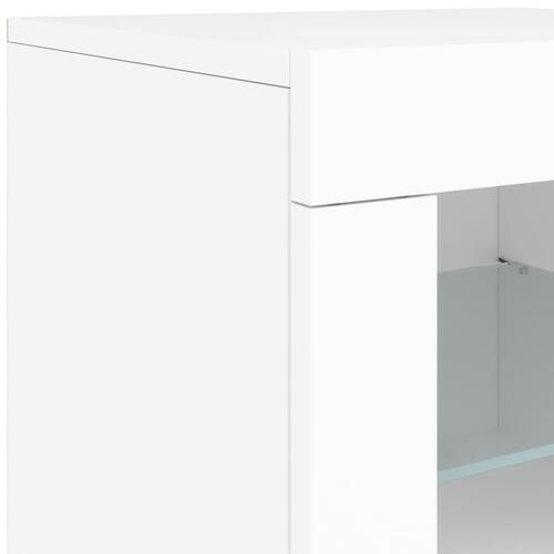 Skænk med LED-lys 142,5x37x67 cm hvid