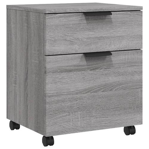 Arkivskab med hjul 45x38x54 cm konstrueret træ grå sonoma-eg