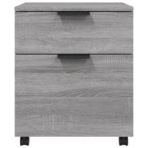 Arkivskab med hjul 45x38x54 cm konstrueret træ grå sonoma-eg