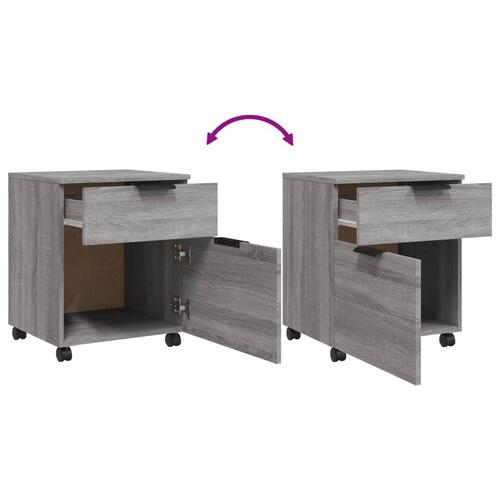 Arkivskab med hjul 45x38x54 cm konstrueret træ grå sonoma-eg