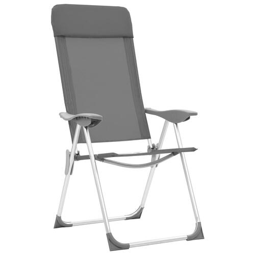 Foldbare campingstole 2 stk. aluminium grå