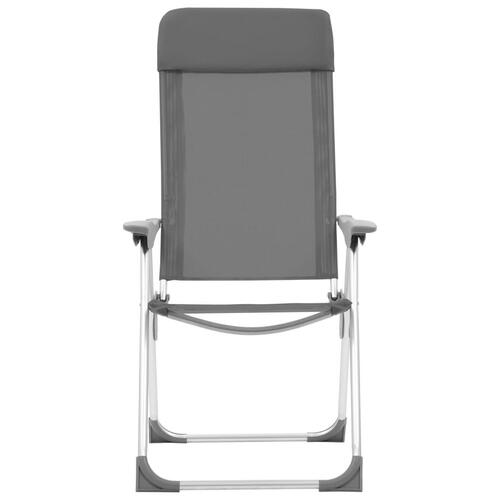 Foldbare campingstole 2 stk. aluminium grå