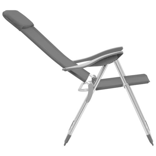 Foldbare campingstole 2 stk. aluminium grå
