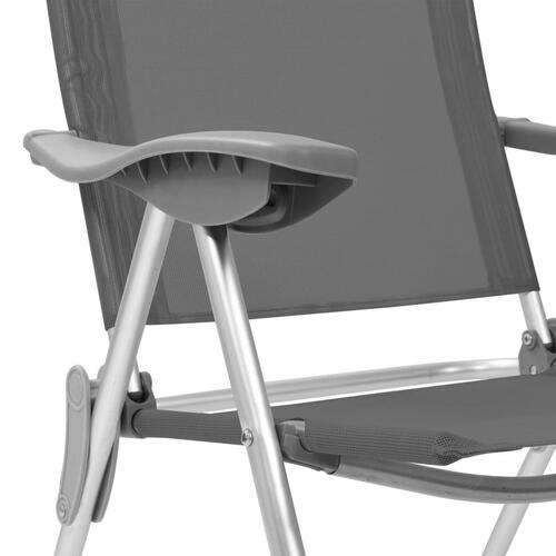 Foldbare campingstole 2 stk. aluminium grå