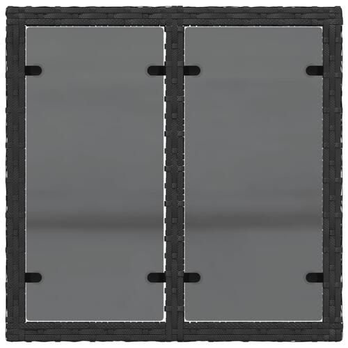 Havebord med glastop 55x55x37 cm polyrattan sort