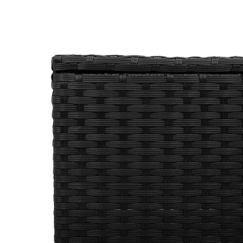 Havebord med glastop 55x55x37 cm polyrattan sort