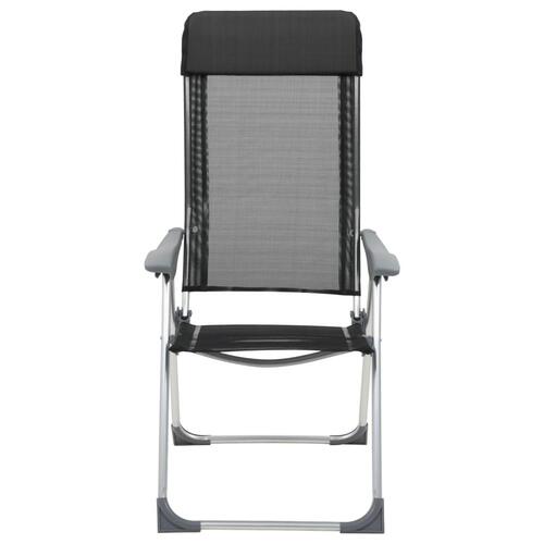 Foldbare campingstole 2 stk. aluminium sort