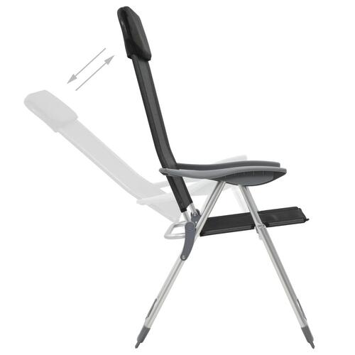 Foldbare campingstole 2 stk. aluminium sort