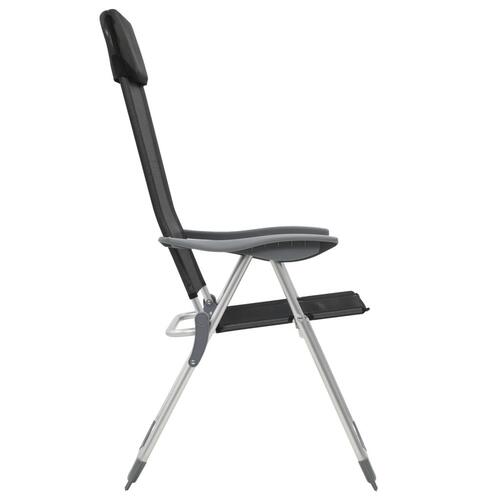 Foldbare campingstole 2 stk. aluminium sort