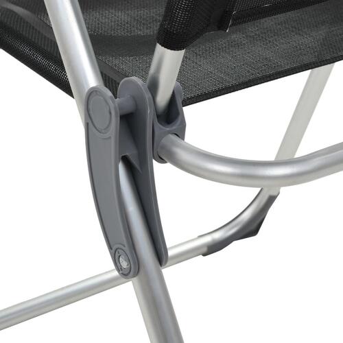 Foldbare campingstole 2 stk. aluminium sort