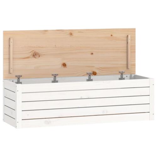 Opbevaringskasse 109x36,5x33 cm massivt fyrretræ hvid