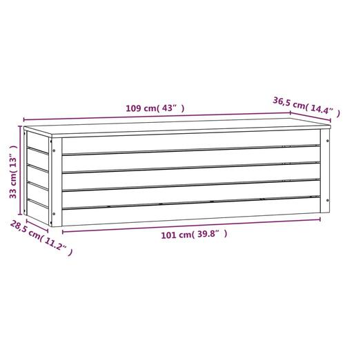 Opbevaringskasse 109x36,5x33 cm massivt fyrretræ hvid