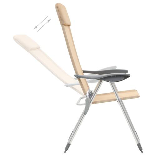 Foldbare campingstole 2 stk. aluminium cremefarvet