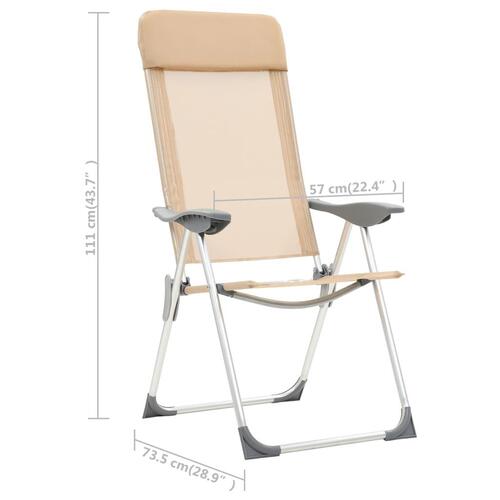 Foldbare campingstole 2 stk. aluminium cremefarvet