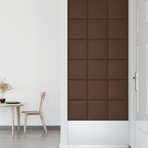 Vægpaneler 12 stk. 30x30 cm 1,08 m² kunstlæder brun