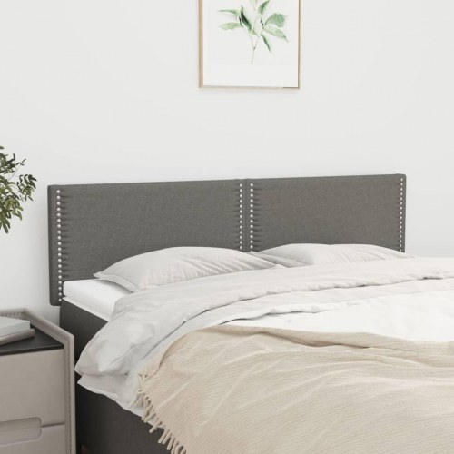 Sengegavl i stof med nitter 144×5×78/88 cm - mørkegrå