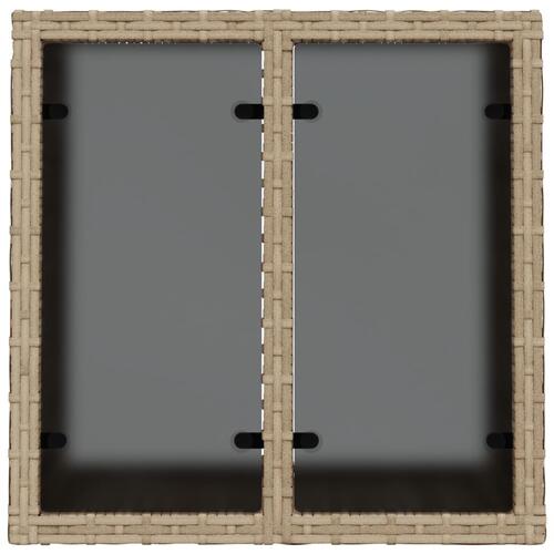 Havebord med glastop 55x55x37 cm polyrattan beige