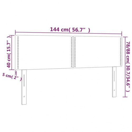 Sengegavl i stof med nitter 144×5×78/88 cm - mørkegrå