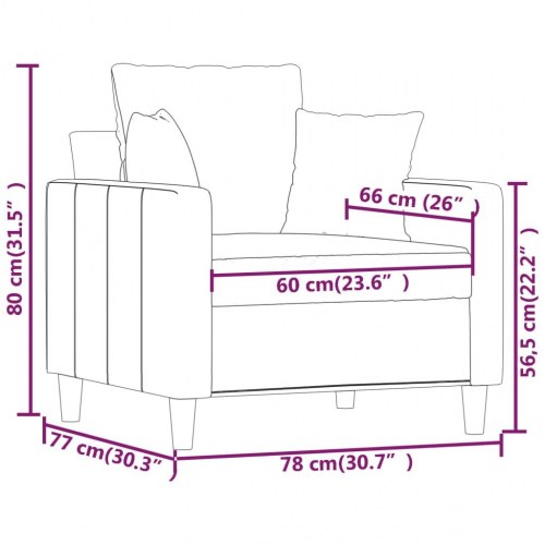 Lænestol 60 cm velour sort