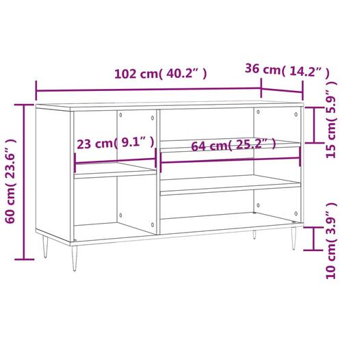 Skoreol 102x36x60 cm konstrueret træ sort
