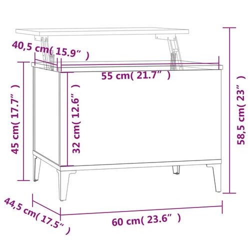 Sofabord 60x44,5x45 cm konstrueret træ betongrå