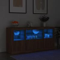 Skænk med LED-lys 142,5x37x67 cm brun egetræsfarve