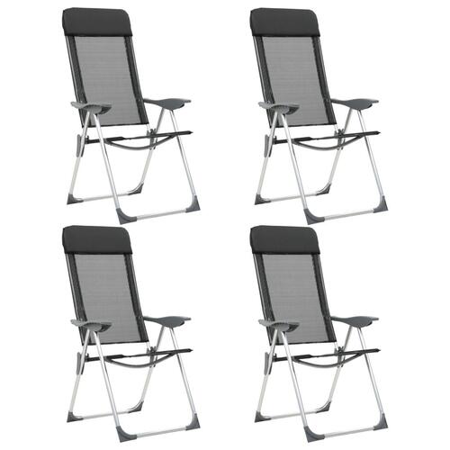 Foldbare campingstole 4 stk. aluminium sort