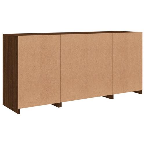 Skænk med LED-lys 142,5x37x67 cm brun egetræsfarve