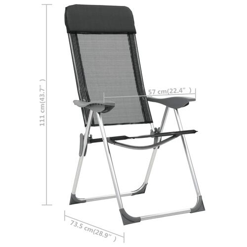 Foldbare campingstole 4 stk. aluminium sort