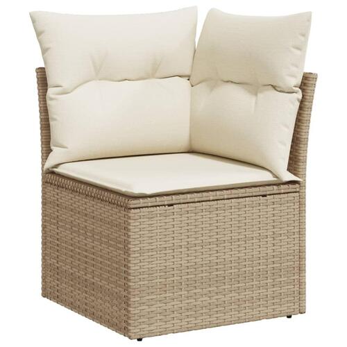Hjørnemodul til havesofa med hynder polyrattan beige