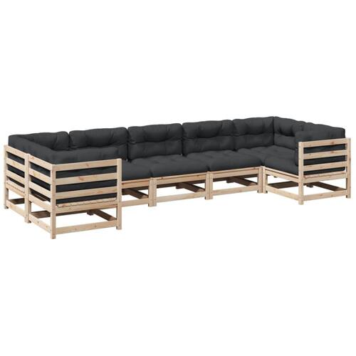 Sofasæt til haven 7 dele med hynder massivt fyrretræ