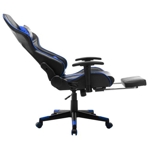 Gamingstol med fodstøtte kunstlæder sort og blå