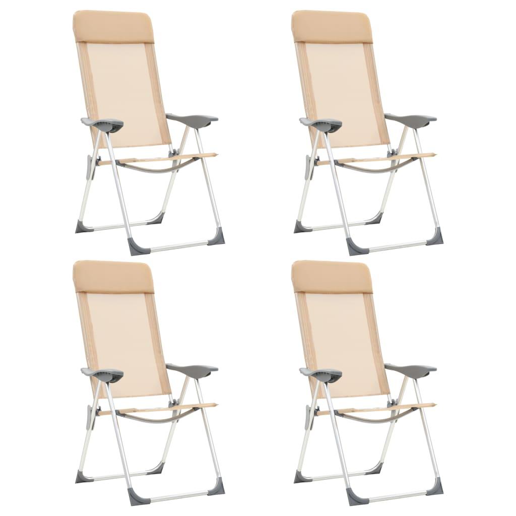Foldbare campingstole 4 stk. aluminium cremefarvet