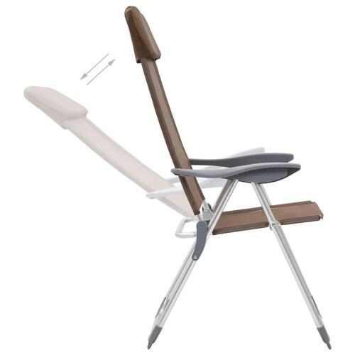 Foldbare campingstole 2 stk. aluminium brun