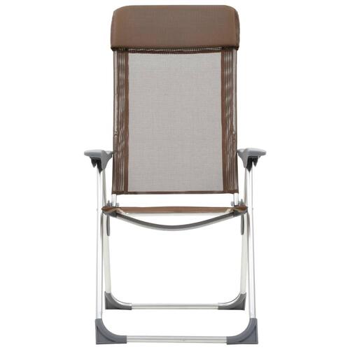 Foldbare campingstole 2 stk. aluminium brun