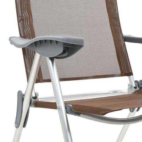 Foldbare campingstole 2 stk. aluminium brun