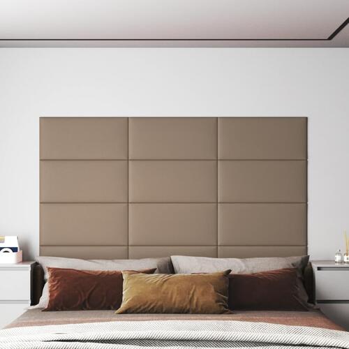 Vægpaneler 12 stk. 60x30 cm 2,16 m² kunstlæder cappuccinofarvet