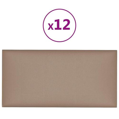 Vægpaneler 12 stk. 60x30 cm 2,16 m² kunstlæder cappuccinofarvet