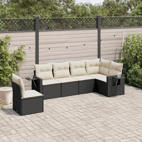 Sofasæt til haven 6 dele med hynder polyrattan sort
