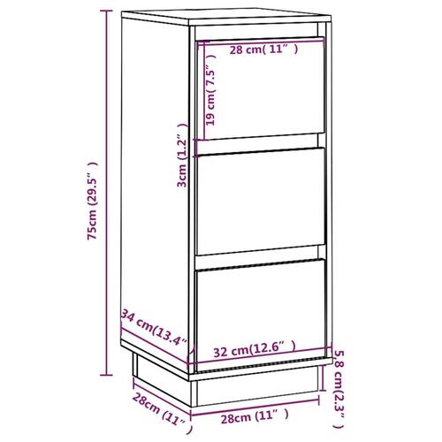 Skænke 2 stk. 32x34x75 cm massivt fyrretræ sort