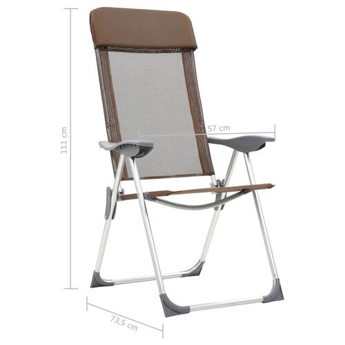 Foldbare campingstole 4 stk. aluminium brun
